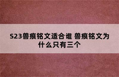 S23兽痕铭文适合谁 兽痕铭文为什么只有三个